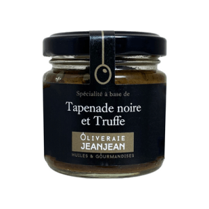 Black olive and truffle tapenade with French olives and truffle in an 85g jar.