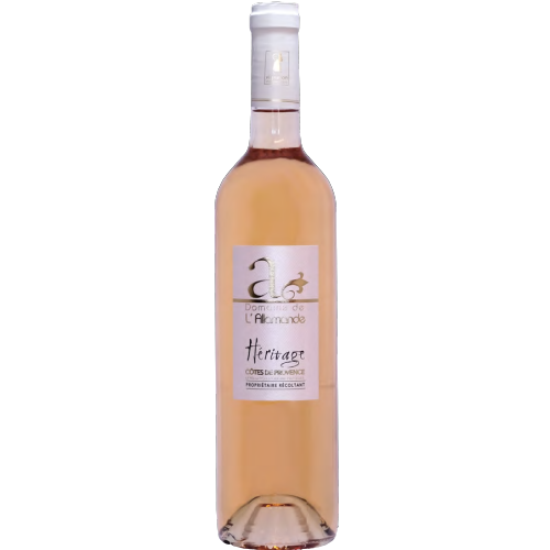 Bottle of Héritage Rosé wine from Domaine de l’Allamande – Côtes de Provence.