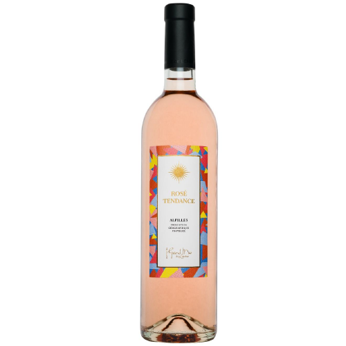 Bottle of Cuvée Tendance rosé wine from Domaine du Grand Mas de Lansac, featuring a pale pink hue and elegant Provençal label.
