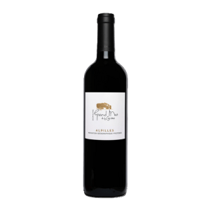Bottle of Alpilles Rouge 2022 with a deep ruby color, showcasing aromas of red fruits, spices, licorice, and caramel.