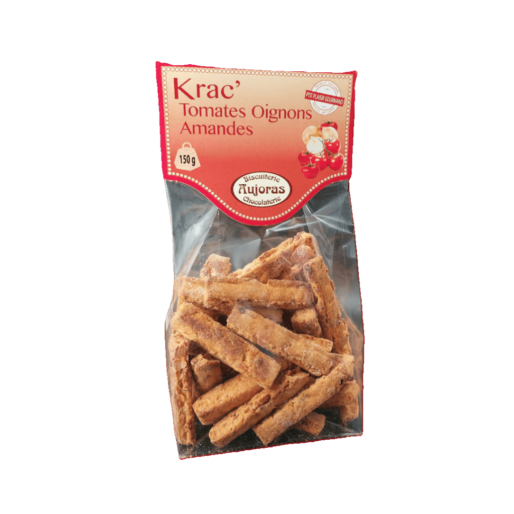 Crunchy almond biscuits with tomato and onion flavor, Mediterranean savory snack.