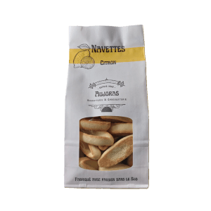Traditional Provençal lemon navettes biscuits with a zesty citrus flavor.