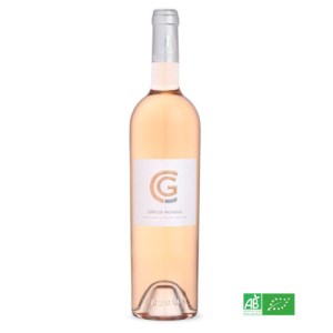 Bottle of CG Rosé Côtes de Provence with a pale pink robe, aromas of red fruits and citrus, fresh and elegant style.